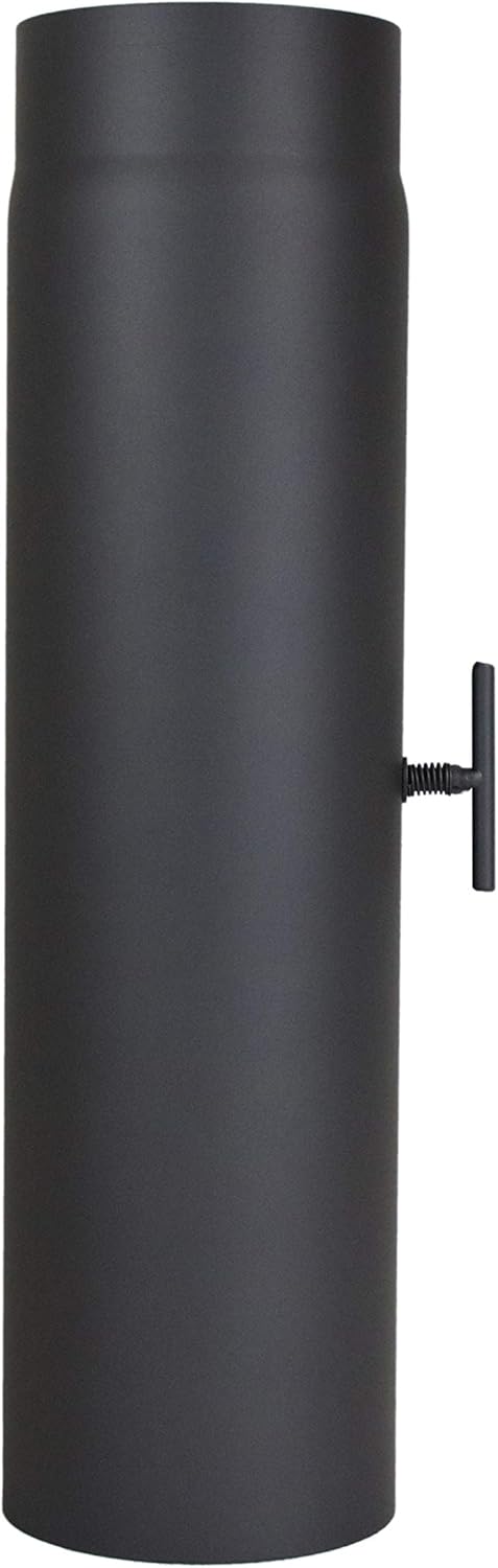 Ofenrohr mit Drosselklappe DN 150 mm, 500 mm Länge, Rohr 500 mm mit Drosselklappe Gussgrau