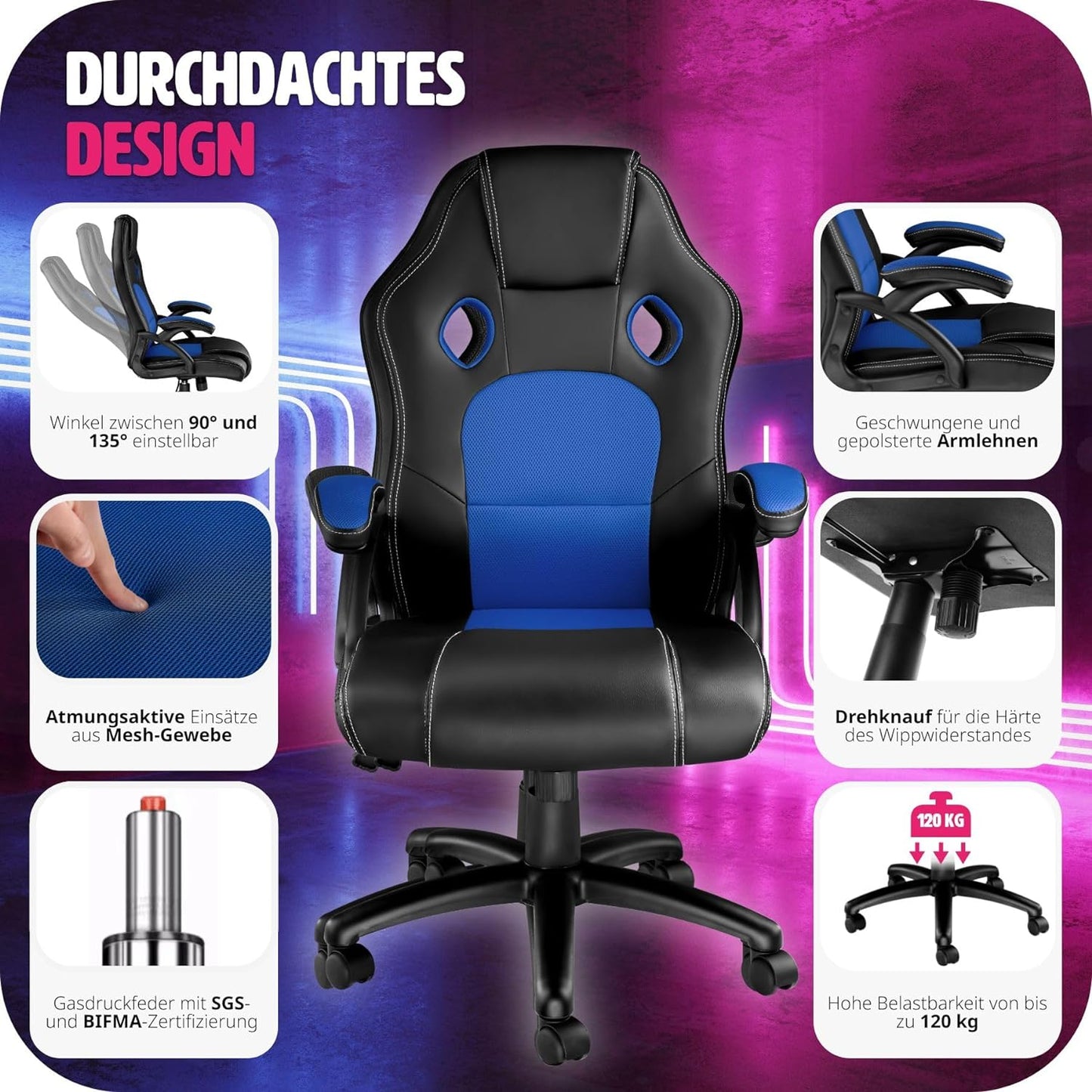 Schreibtischstuhl, Schwarz-blau