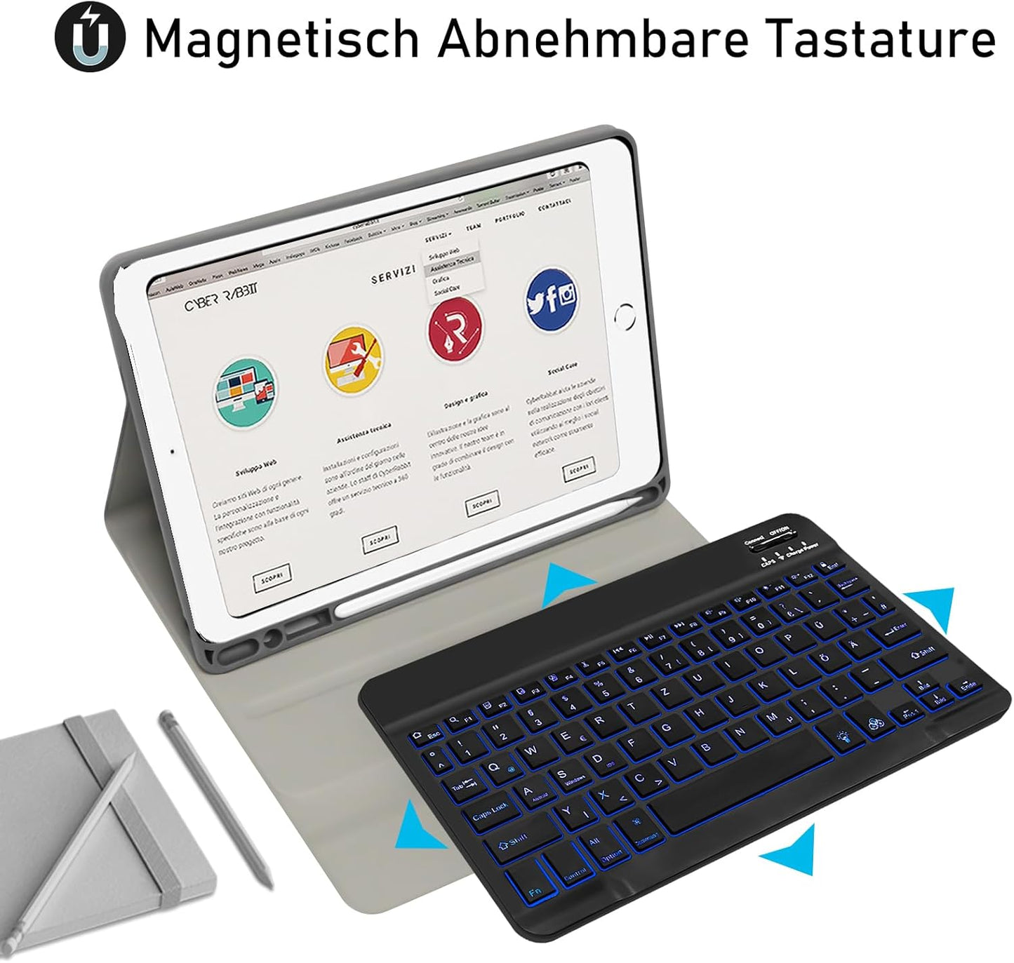 Hülle mit Tastatur für iPad