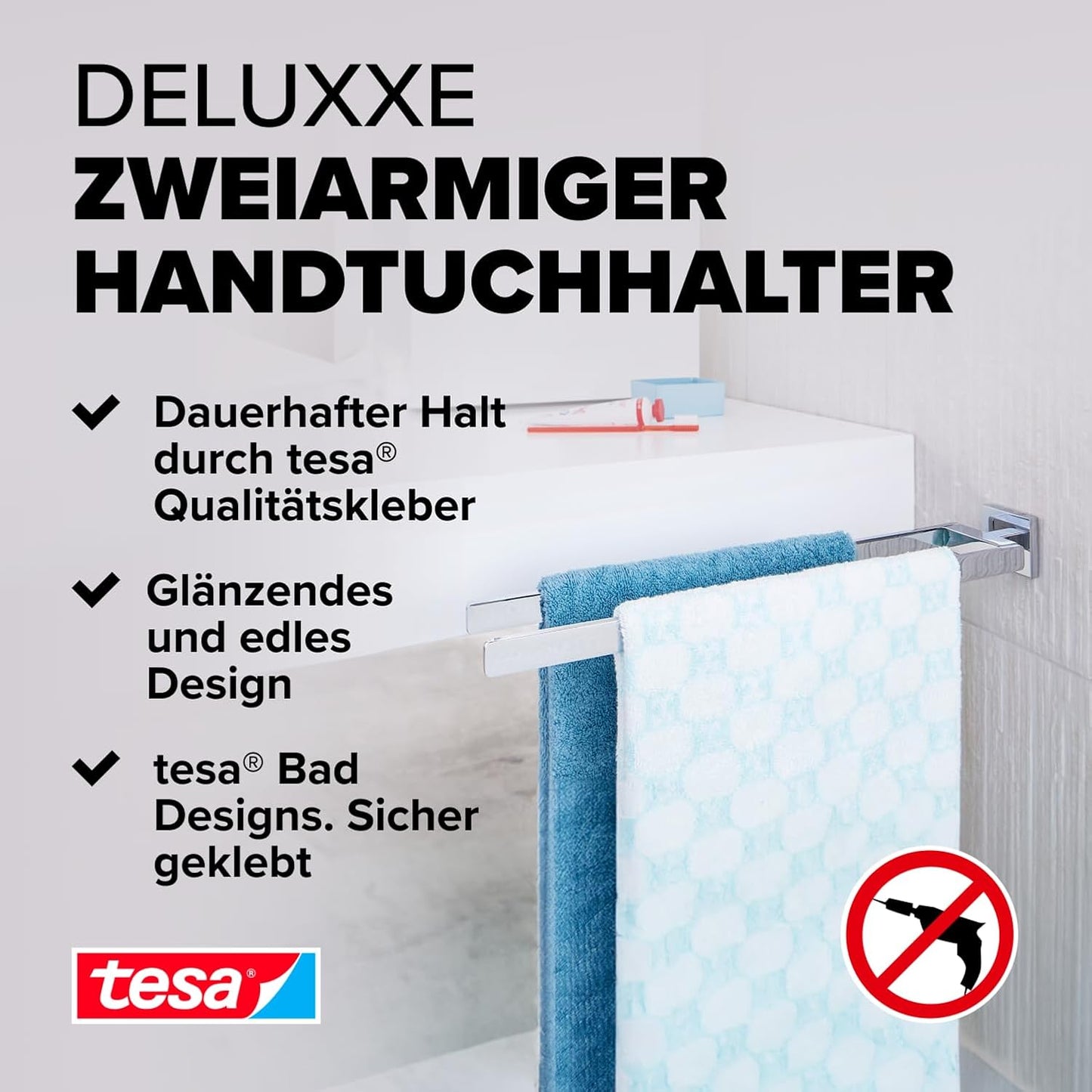 Deluxxe Handtuchhalter, 2-armig, ohne Bohren, Handtuchhalter (2-armig)
