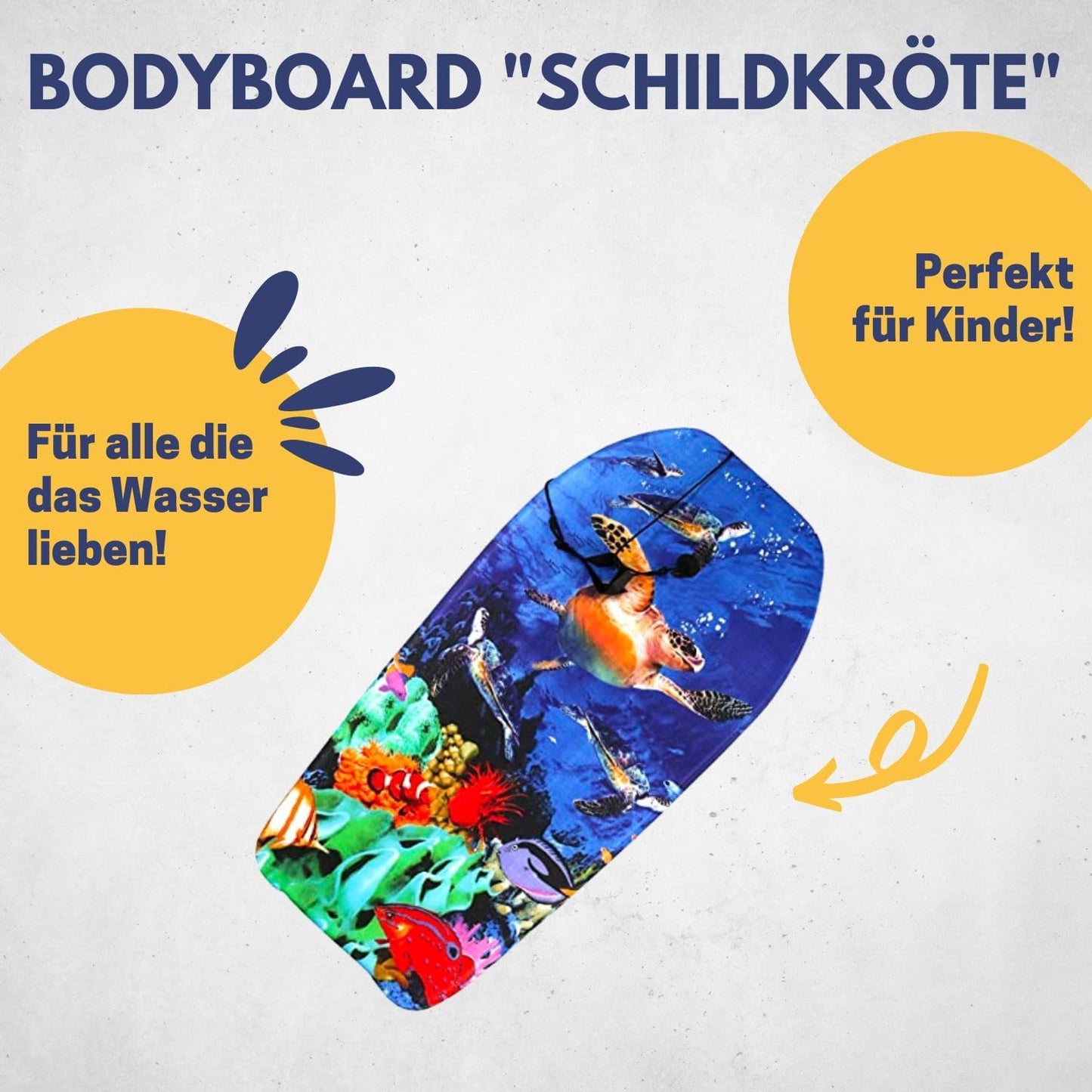 Bodyboard für Kinder mit Leash, Schildkröte