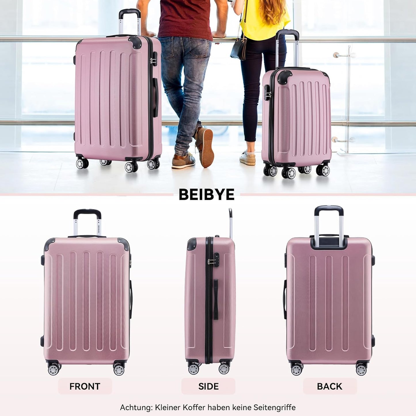 Reisekoffer-Set mit Zwillingsrollen (3-teilig), Princess-pink