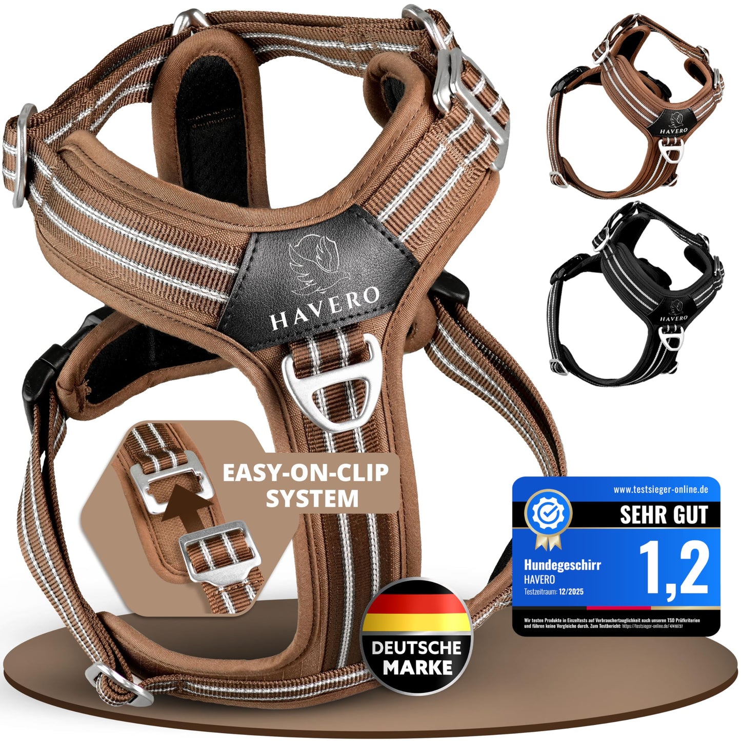 Anti-Zug Y-Geschirr für Hunde, Braun S