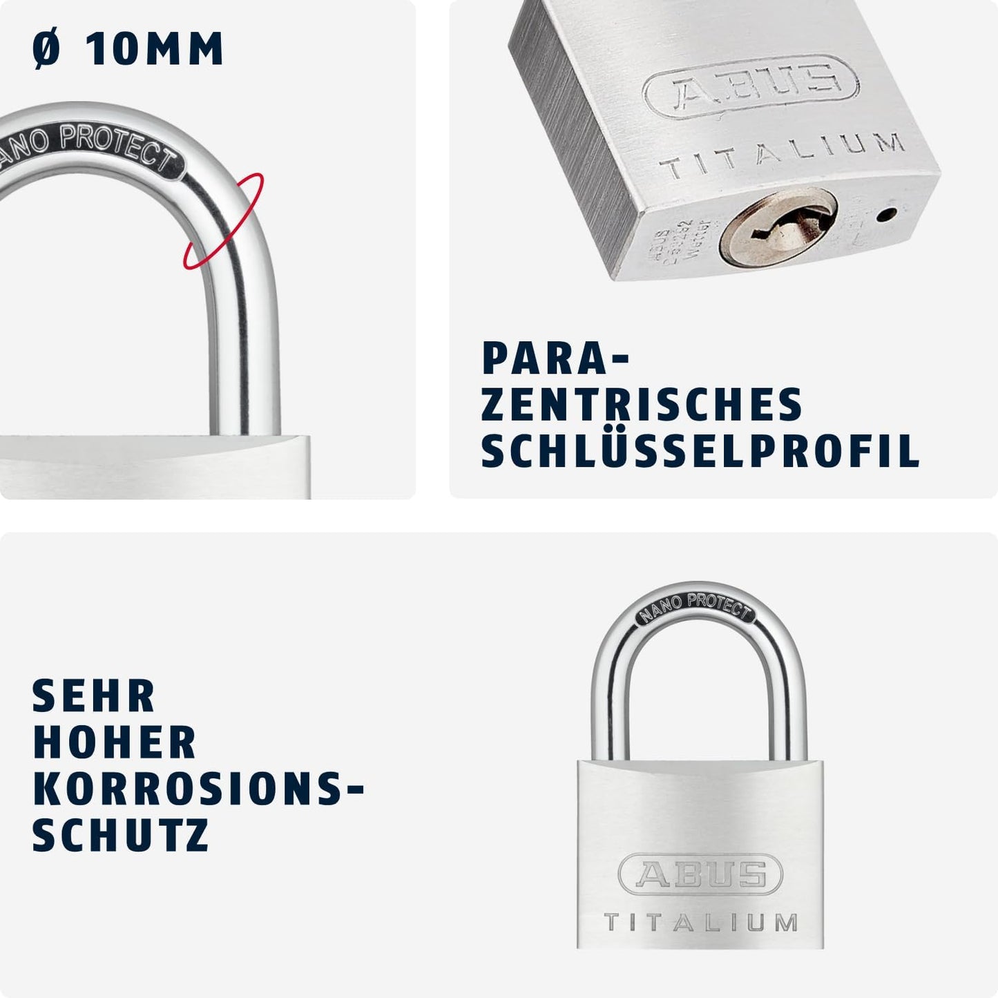Vorhängeschloss Titalium 64TI/60, verschiedenschliessend / 1 Stück / 60mm