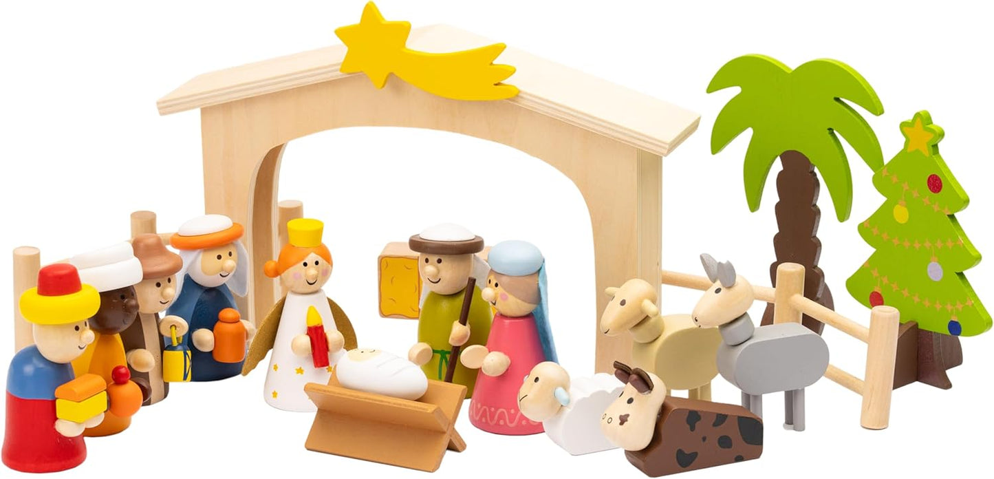 18-teiliges Weihnachtskrippe Set, handbemalt