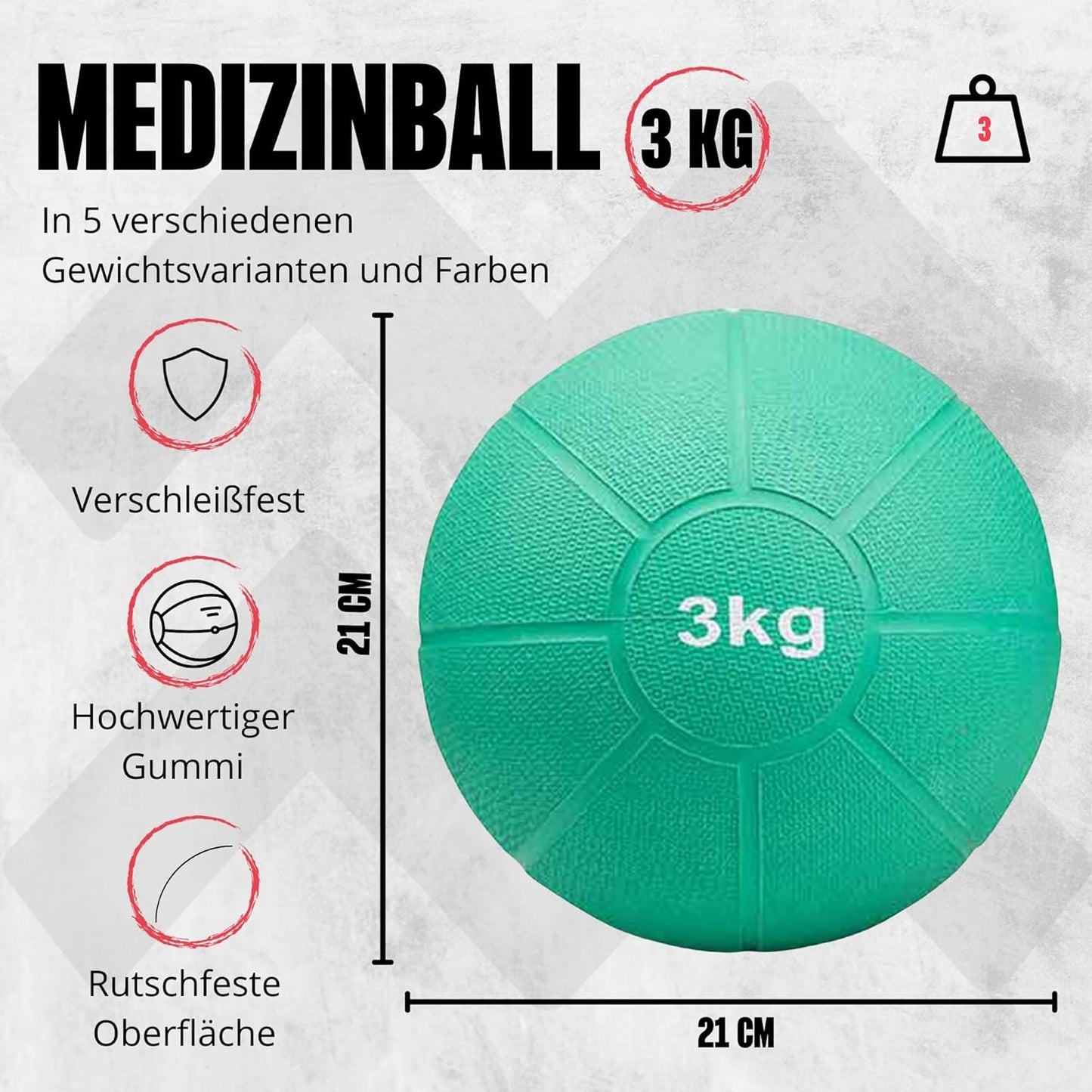 Medizinball, Grün - 3kg
