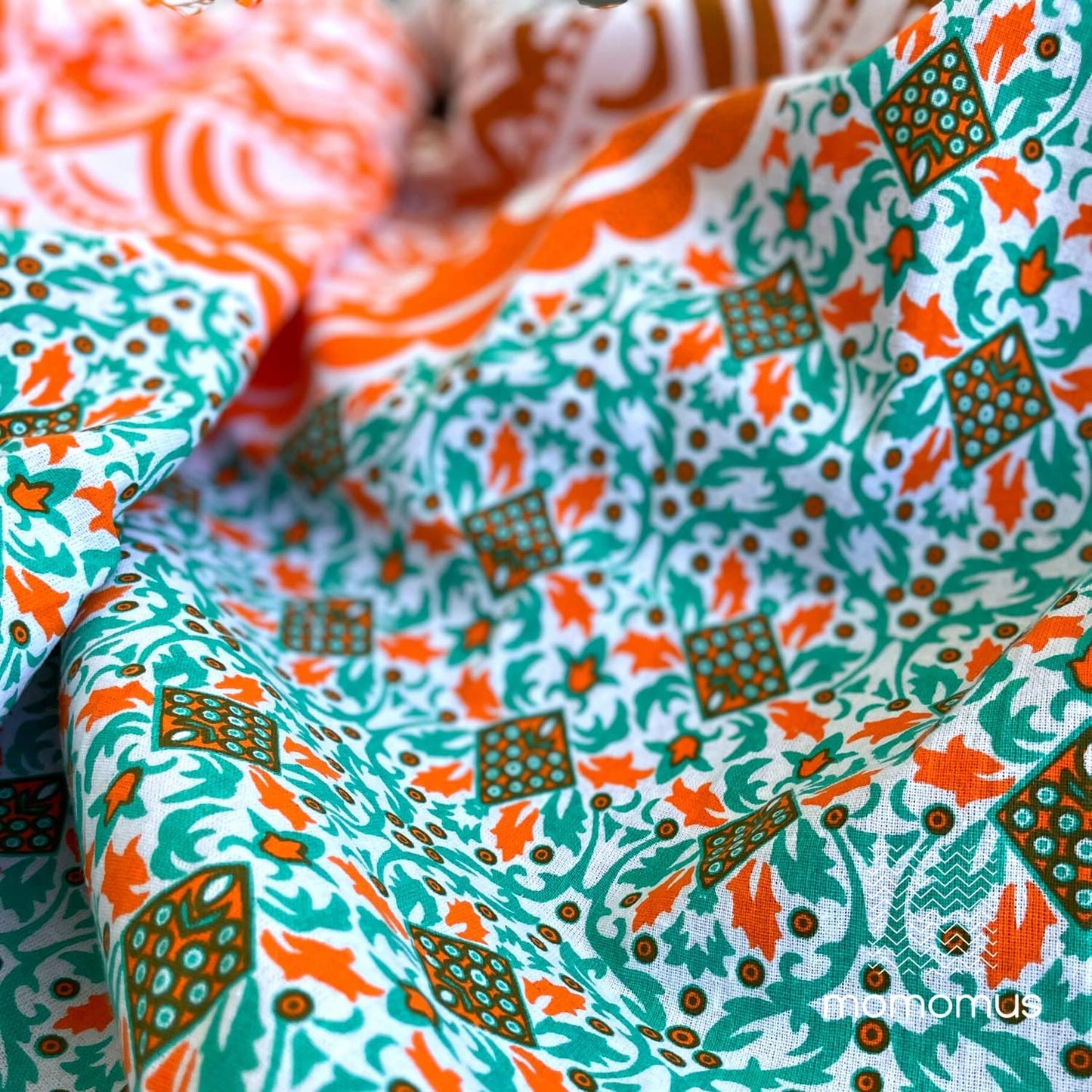 Mandala-Tuch, 210 x 230 cm, Orange-grün 230L x 210B cm