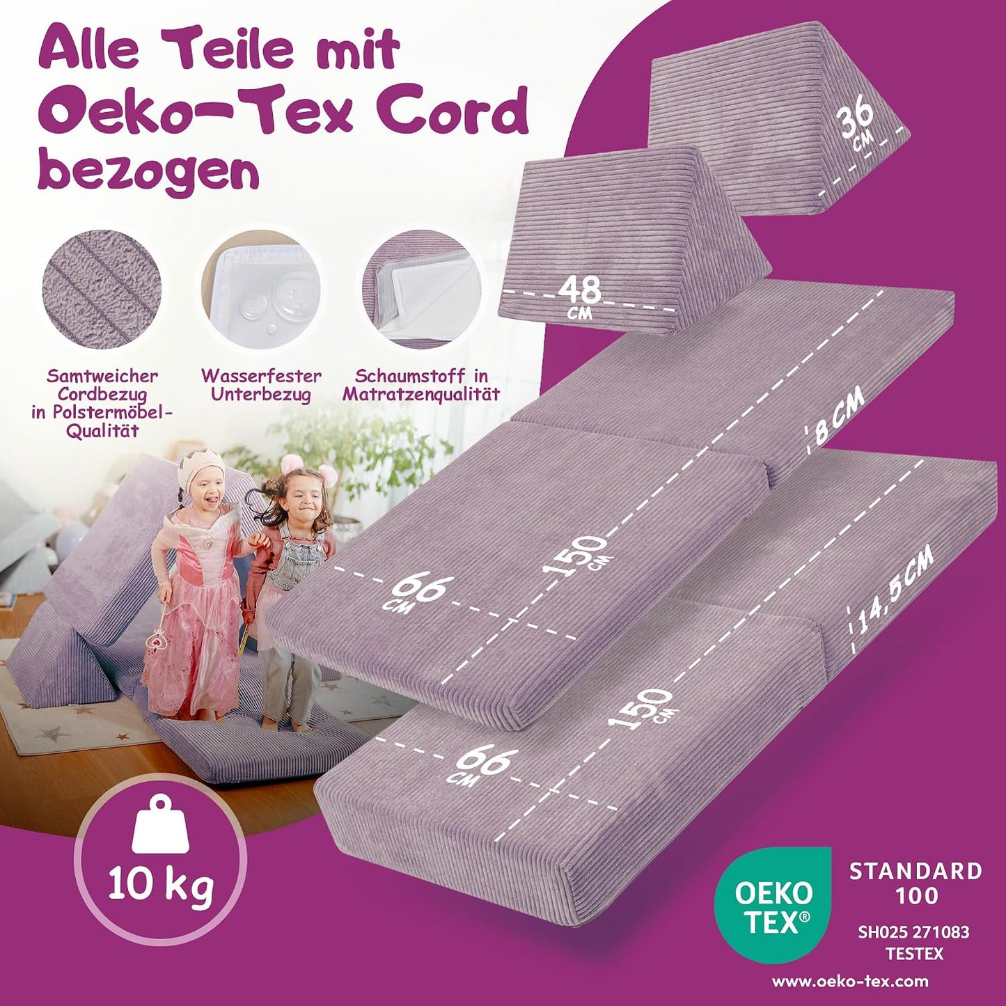 Spielsofa für Kinder, Oktopus Lila