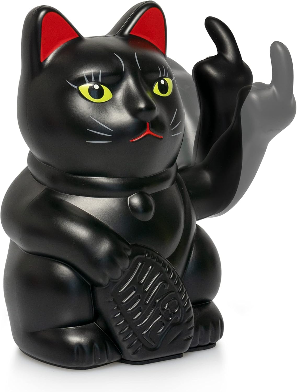 Winkekatze mit Mittelfinger, Rosa, Schwarz