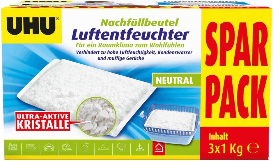 Luftentfeuchter Nachfüllbeutel 47040, 3 x 1000 g ; Nachfüll-Beutel 3x 1000g ; Single