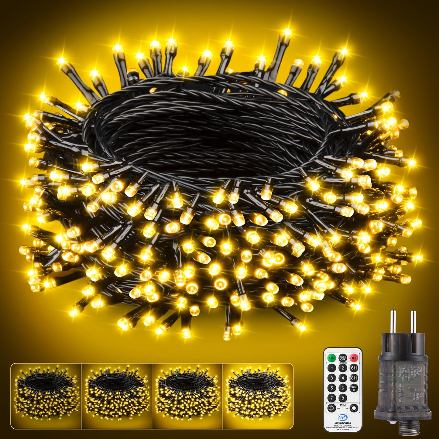 Lichterkette Weihnachtsbaum 150 LED mit Timer, Warmweiss 15m/150leds