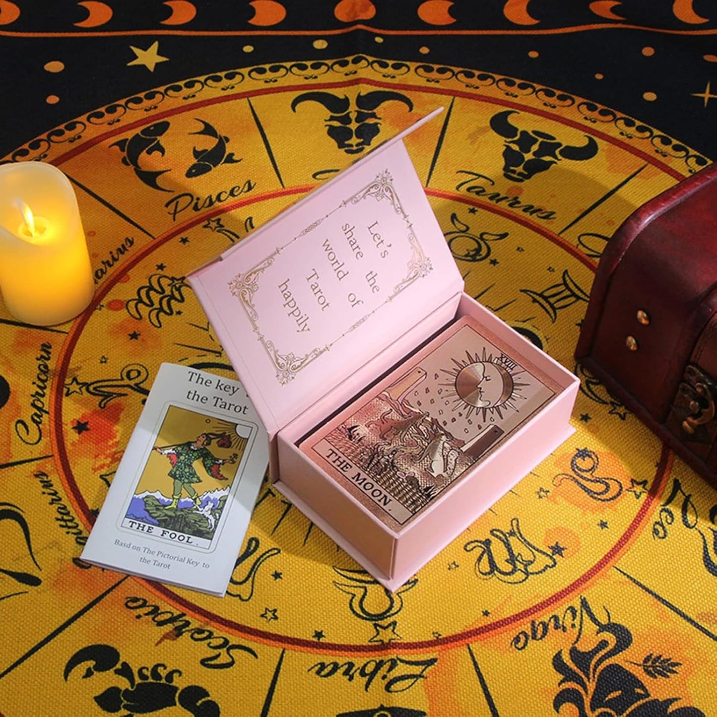 Tarotkarten-Set für Anfänger mit Buch, Pink Rosa