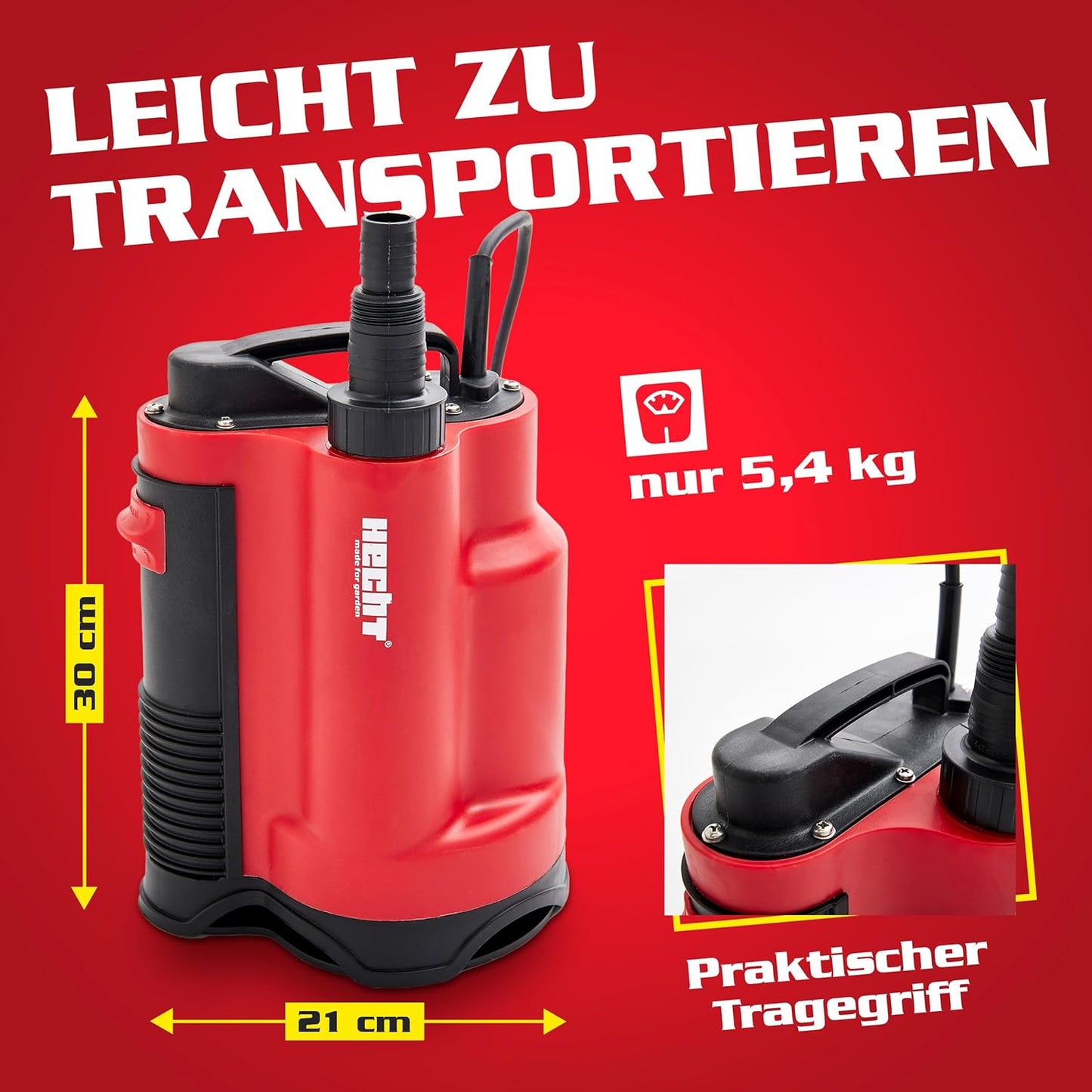 Tauchpumpe 750 W mit Automatik-Schwimmerschalter