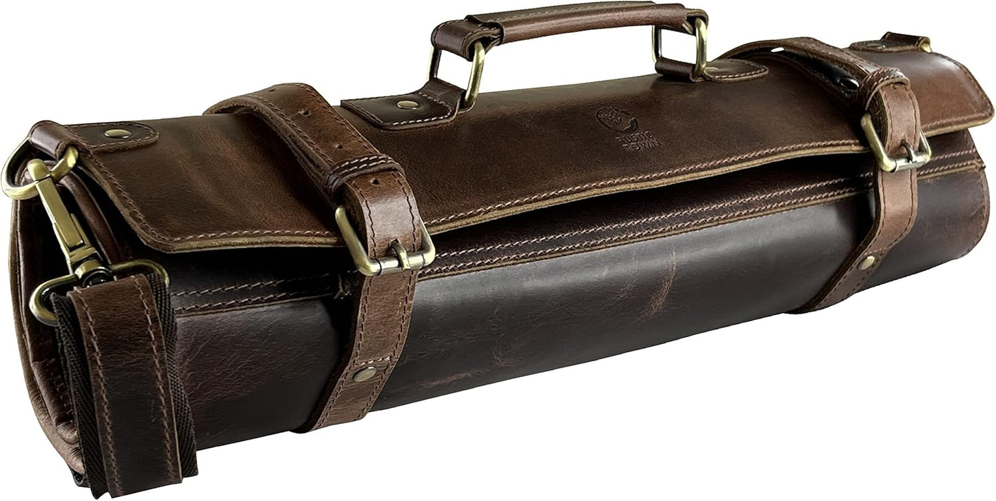Leder Messerrolltasche, Walnussbraun