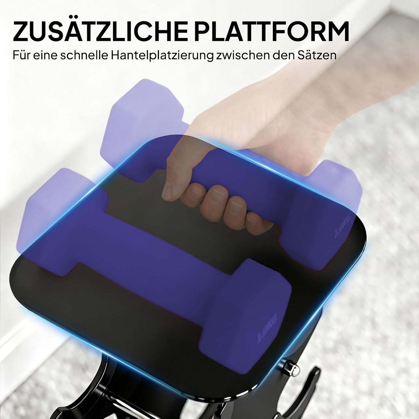 Hantelset mit Aufbewahrungsständer, Violett+Rosa+Blau 18 kg