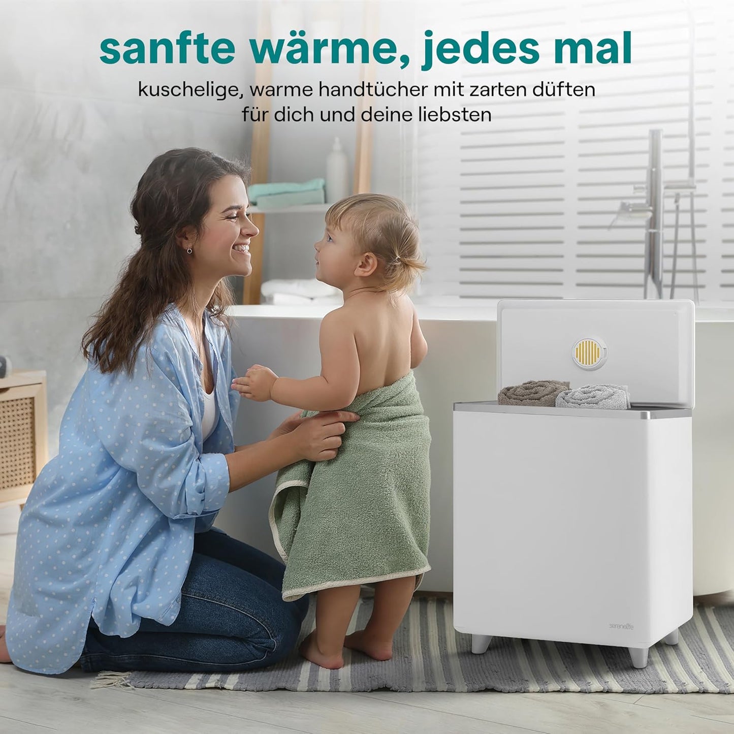 WiFi Handtuchwärmer mit App & Aromatherapie, Silber - Wifi