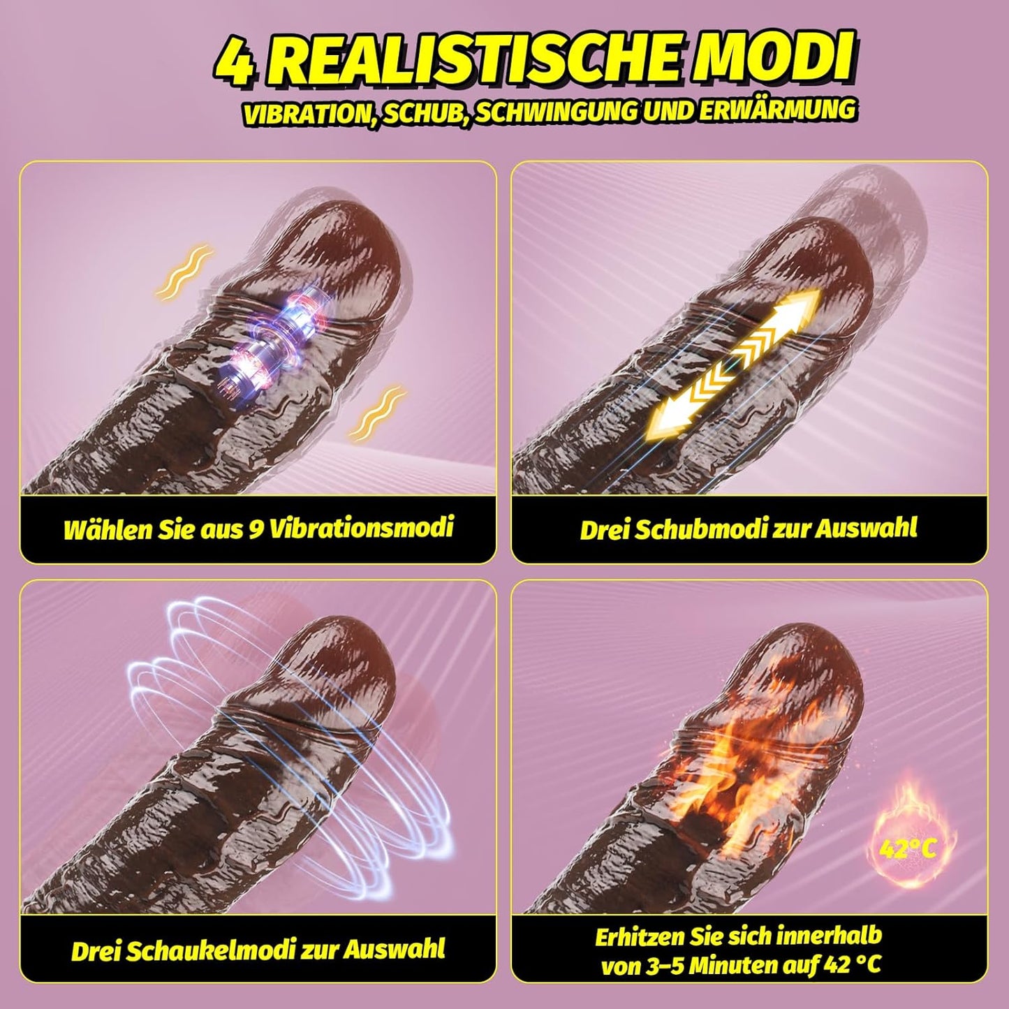 Realistischer Vibrator mit 9 Modi und Stossfunktion, Braun
