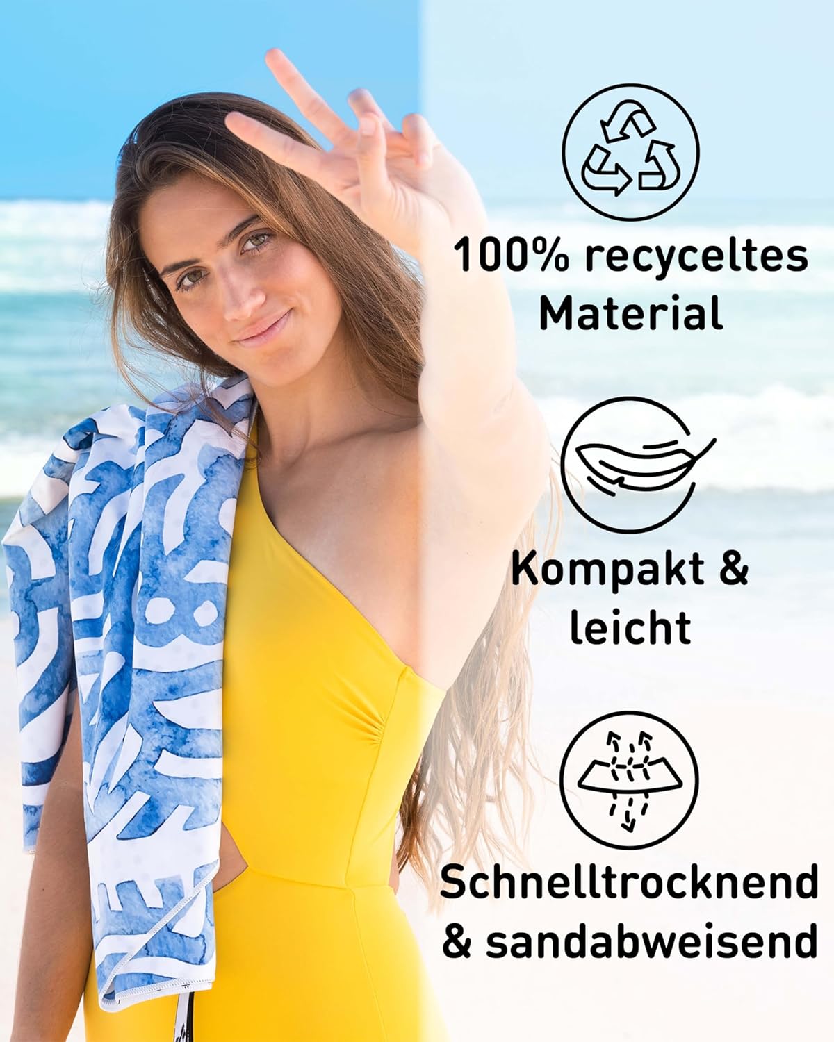 XXL-Mikrofaser-Strandtuch, 200cm x 90cm 24 Boho