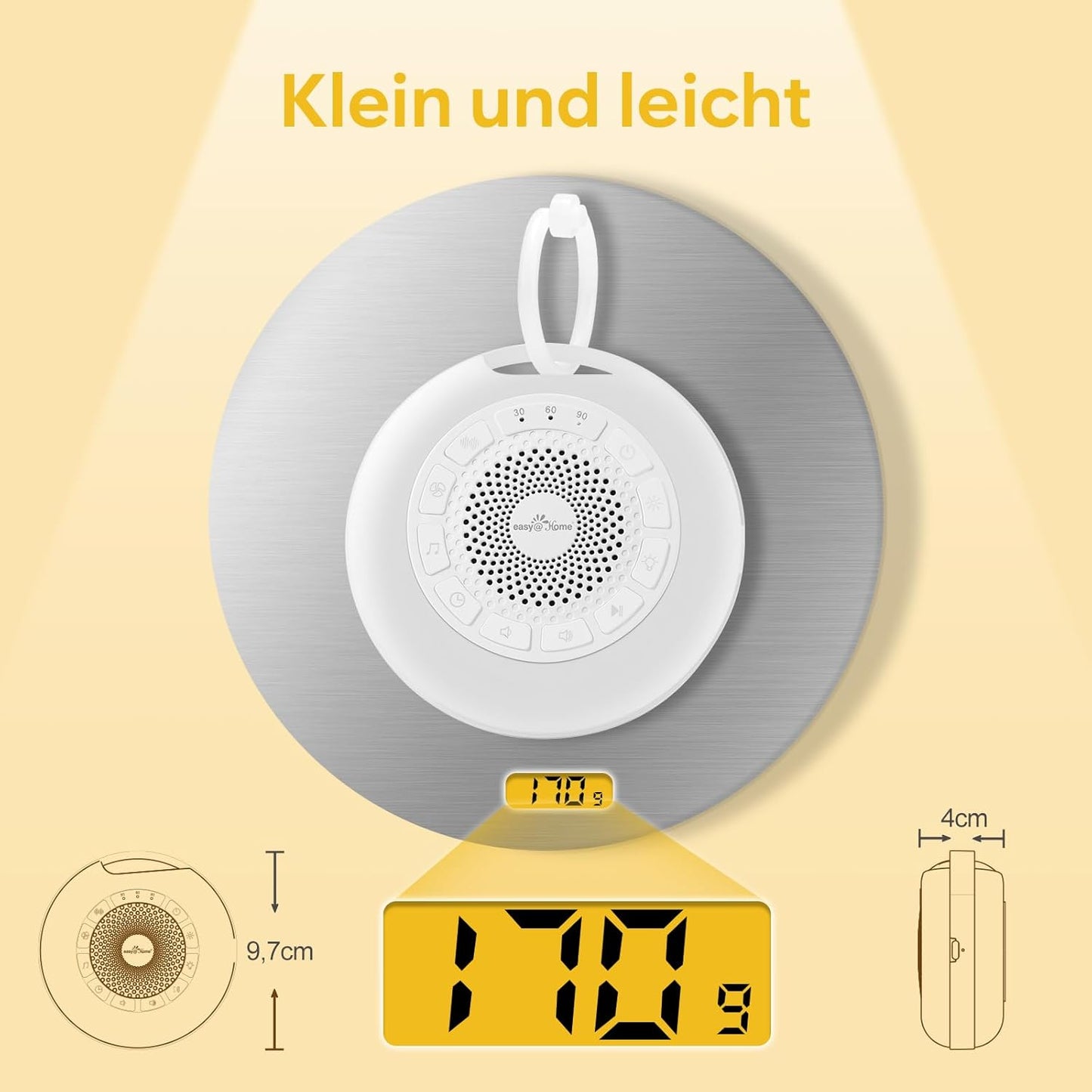 Tragbare Einschlafhilfe mit Naturgeräuschen & Nachtlicht, Weiss – 26 Geräusche