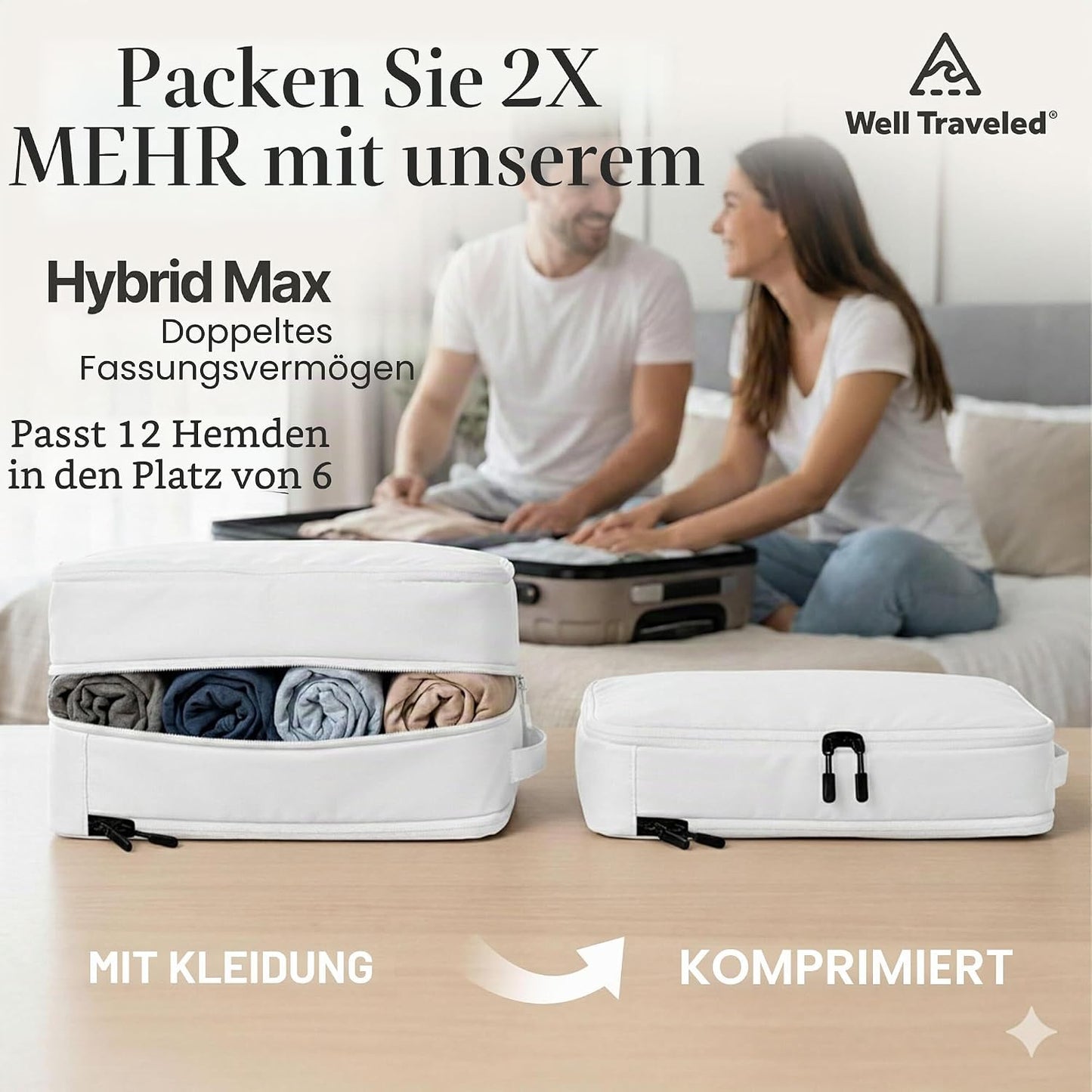Kompressions-Packwürfel-Set, Weiss, 8 Stück 8-piece