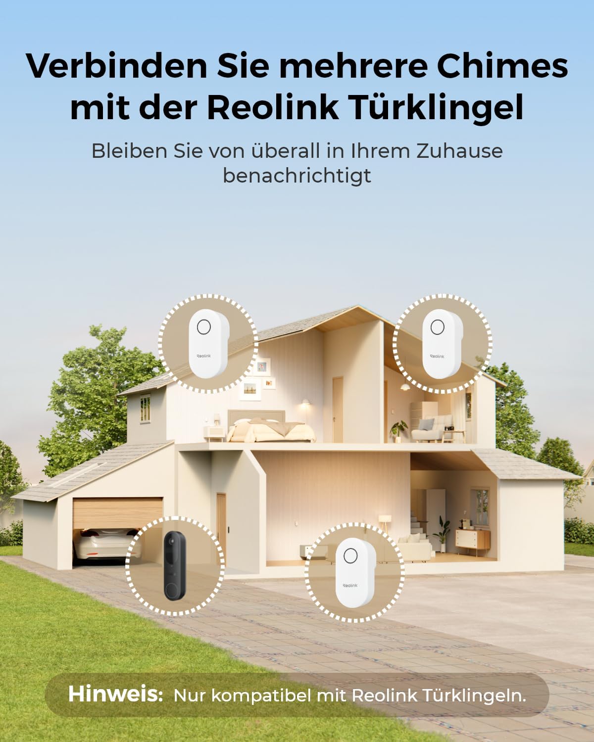 Chime Plus für Video-Türklingel WiFi/PoE mit Hardware V2 od. höherer Version, Weiss
