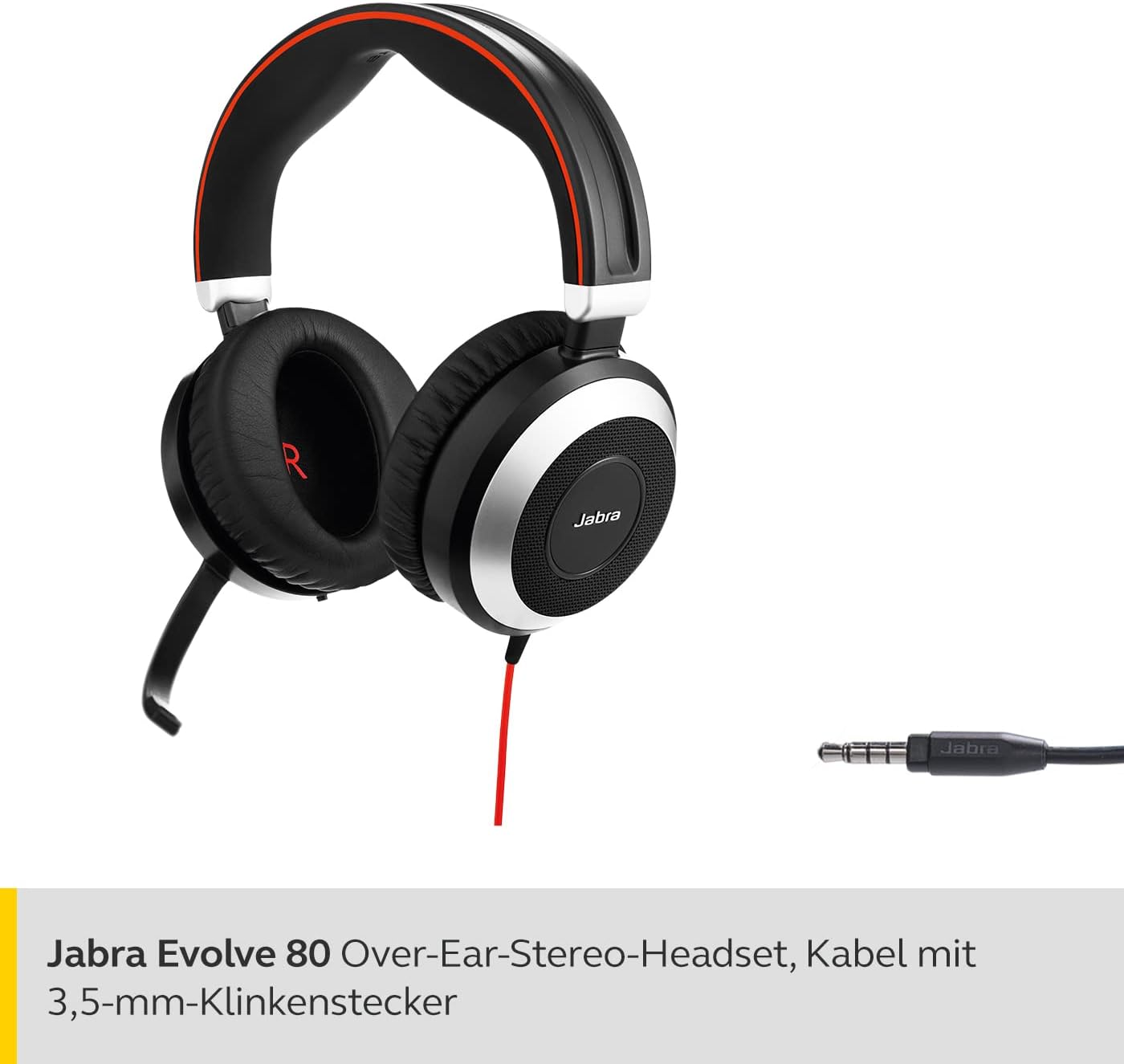 Evolve 80 UC Over-Ear Headset mit Noise Cancelling, Stereo Jack 3,5mm Alle Plattformen