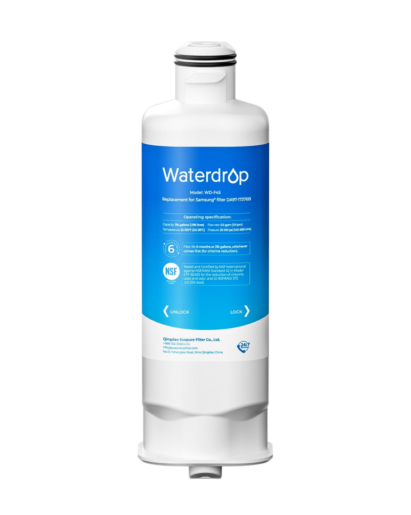 Wasserfilter WD-F45 kompatibel mit Samsung Kühlschrank, 1 Stück (1er Pack)