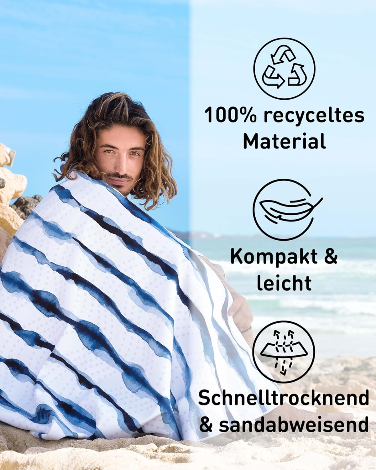 XXL-Mikrofaser-Strandtuch, 200cm x 90cm 21 Batik Stripes