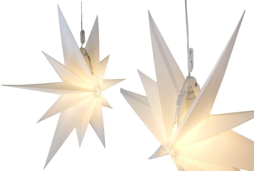 Leuchtender Weihnachtsstern mit Timer, Ø 50 cm - 11 Zacken Weiß