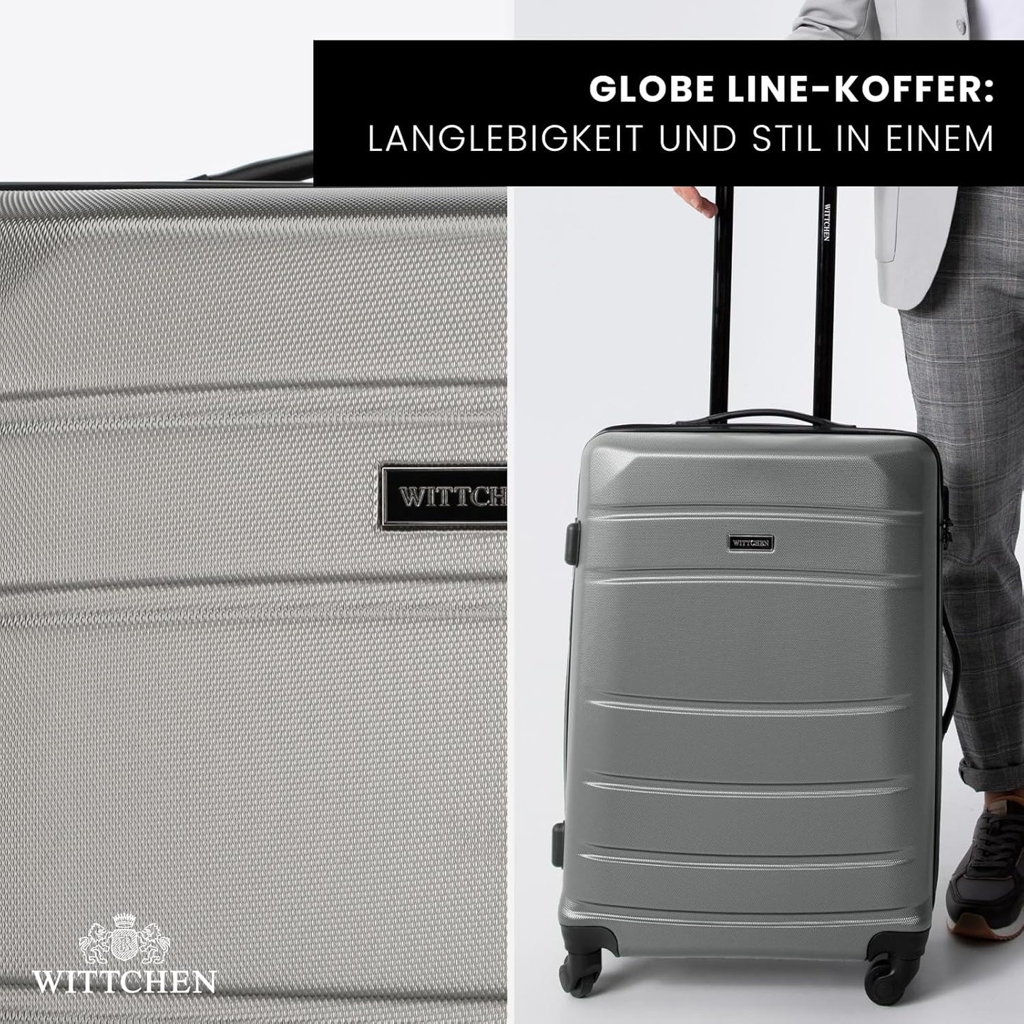 Grosser Koffer Trolley mit Hartschale und Zahlenschloss, L Champagner