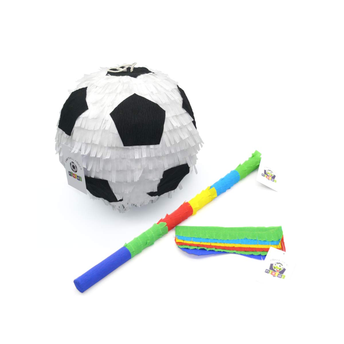 3D-Fussball-Piñata Set mit Stock und Maske