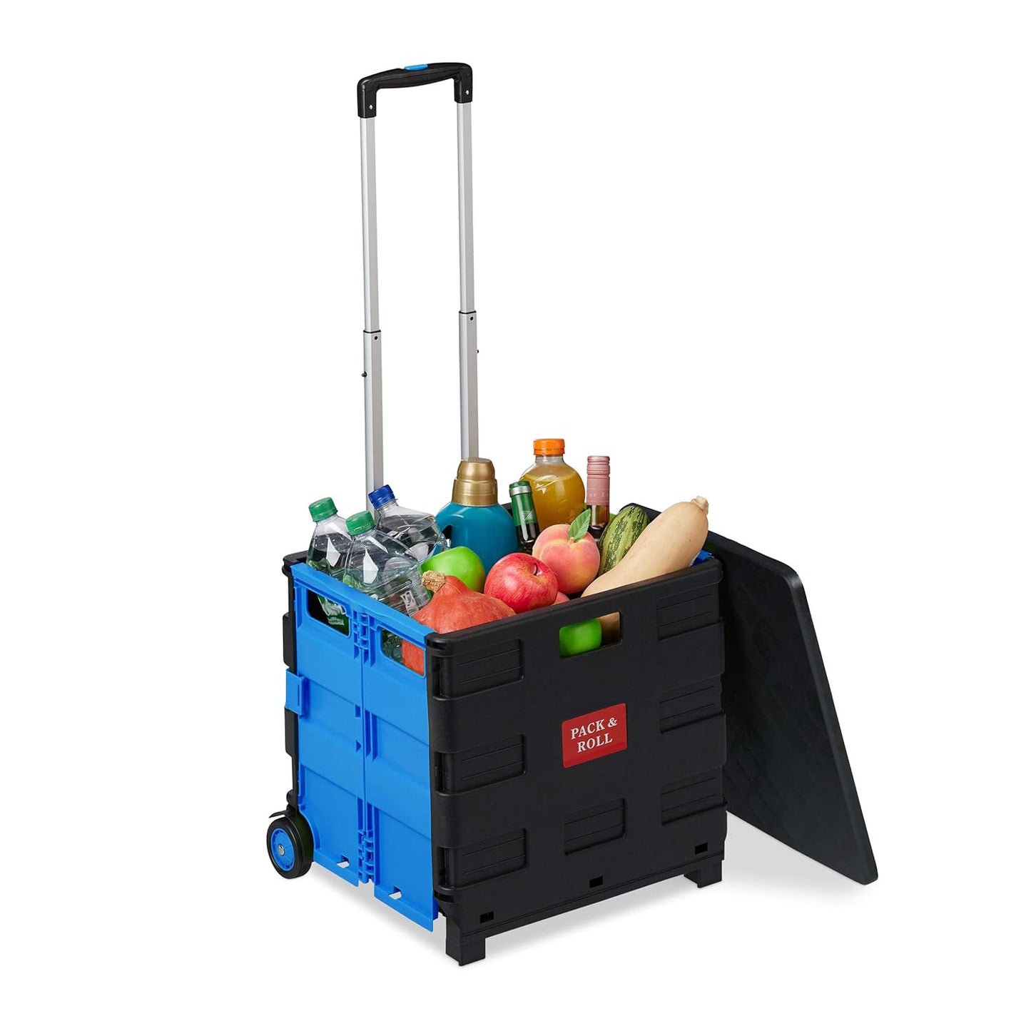 Klappbarer Einkaufstrolley, Blau/Schwarz