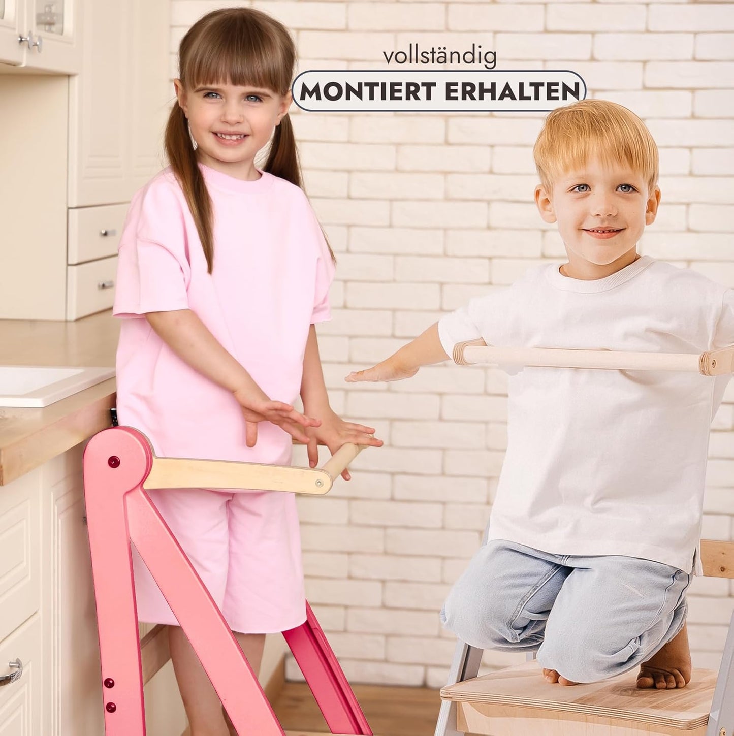 Faltbare Lernleiter für Kinder, Rosa Slim