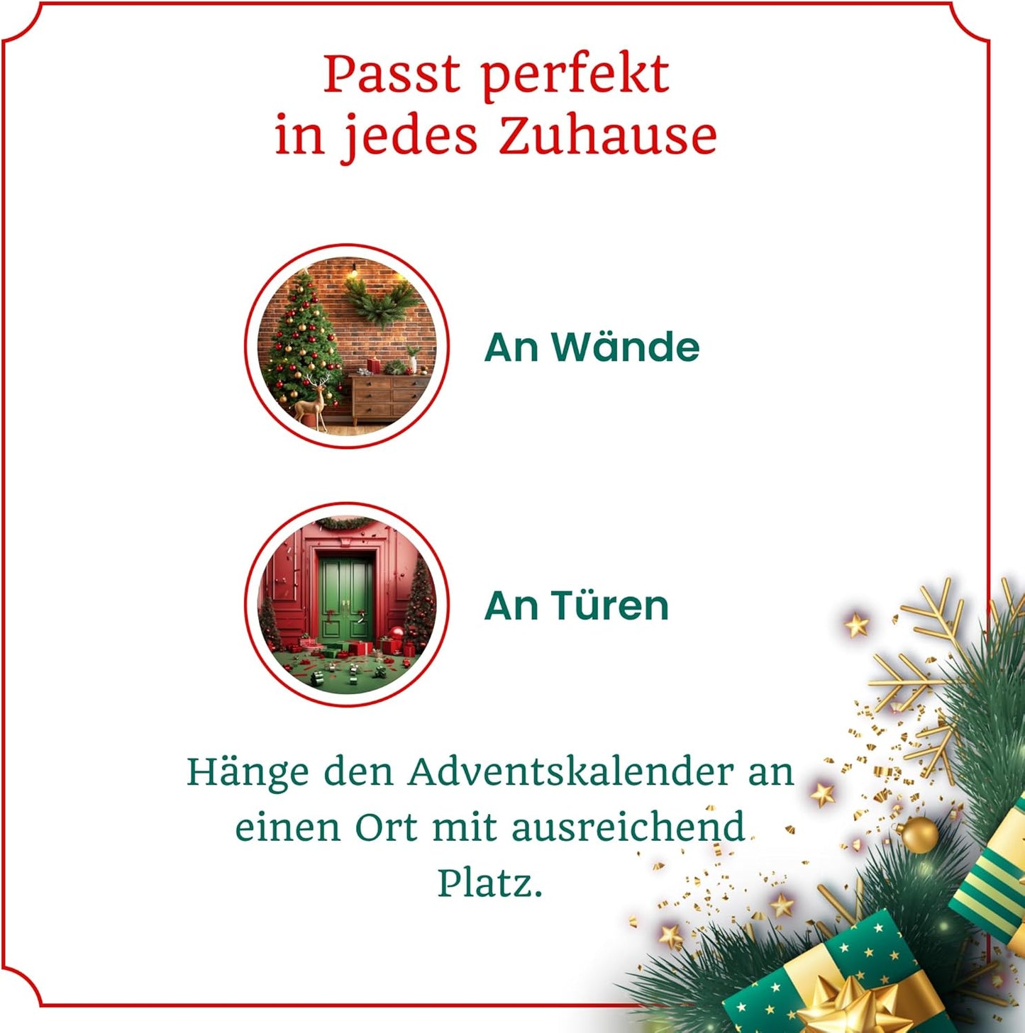 Adventskalender zum Aufhängen und Befüllen aus Filz, Grau