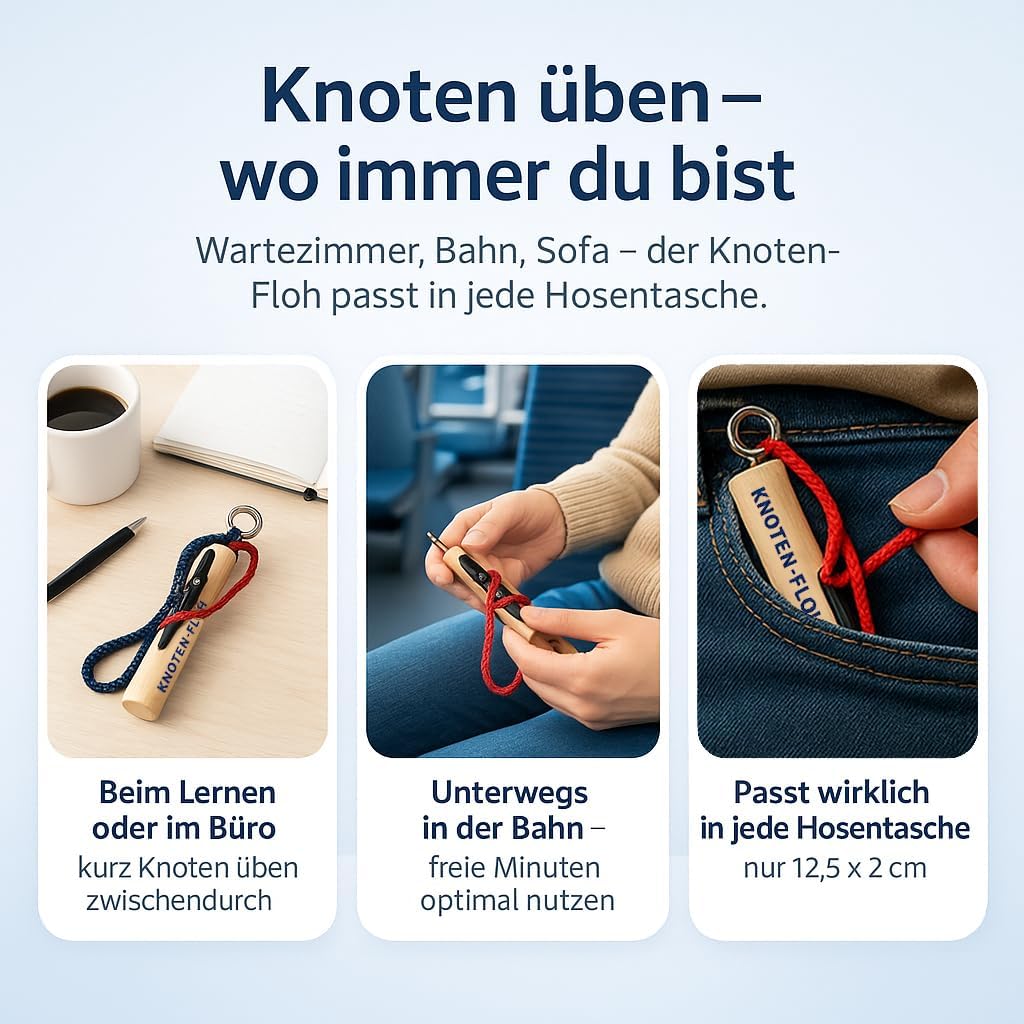 Knoten Übungsset für Bootsführerschein & Feuerwehr, Navyblau/Rot