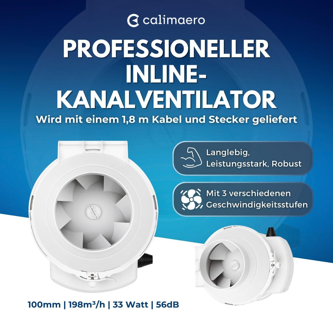 Rohrventilator mit Hepa und Aktivkohlefilter, 100 mm