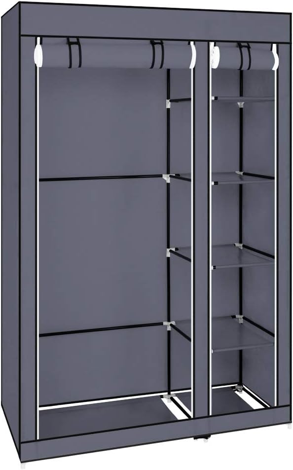 Stoffschrank mit Kleiderstange und Ablagen