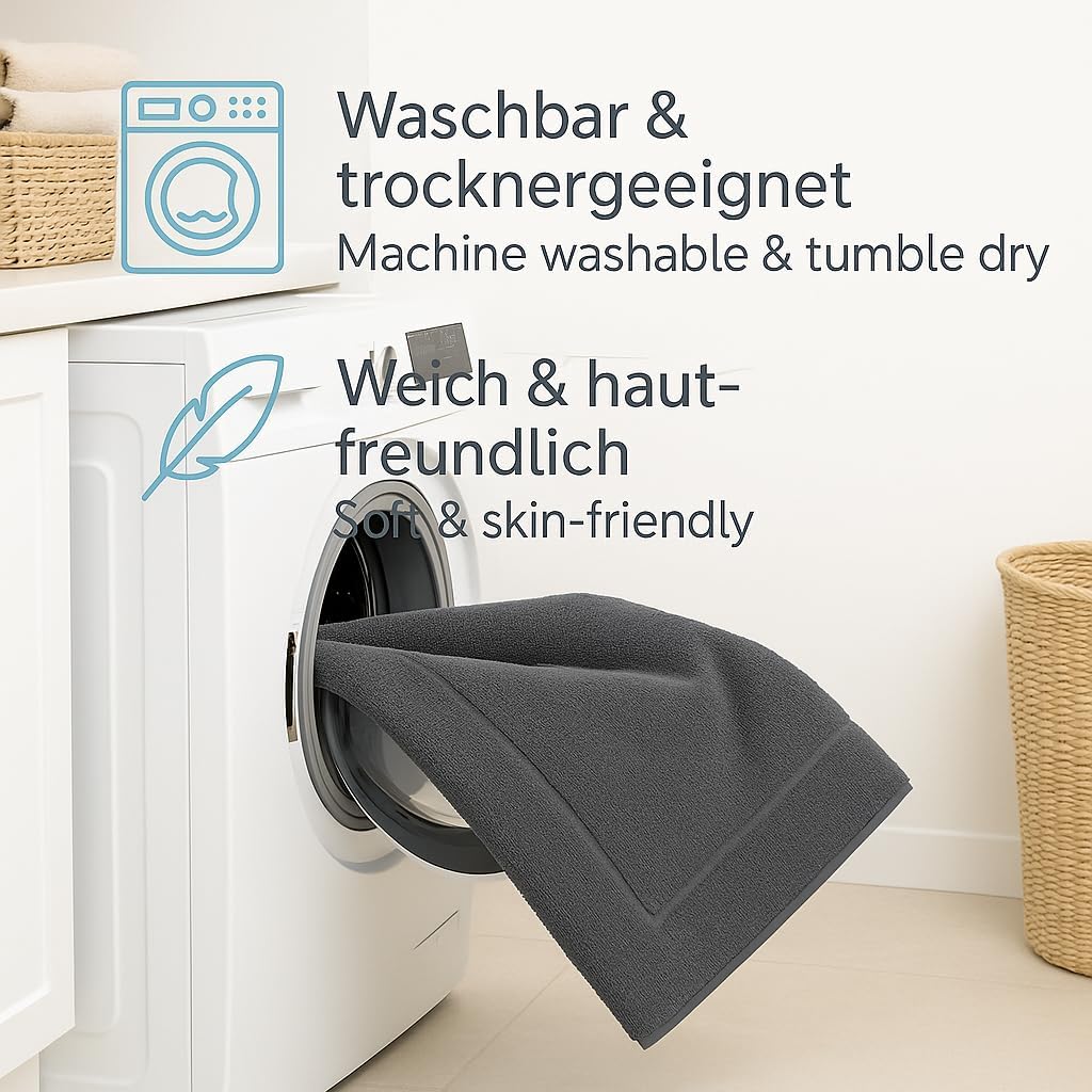 2er-Set Badematten, 50x70 cm, 2x Badvorleger Anthrazit