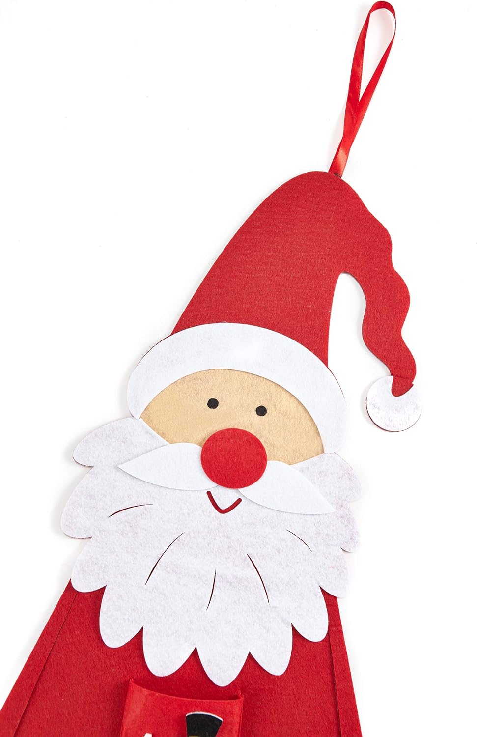 Filz-Adventskalender Santa zum Befüllen und Aufhängen, Rot/Weiss