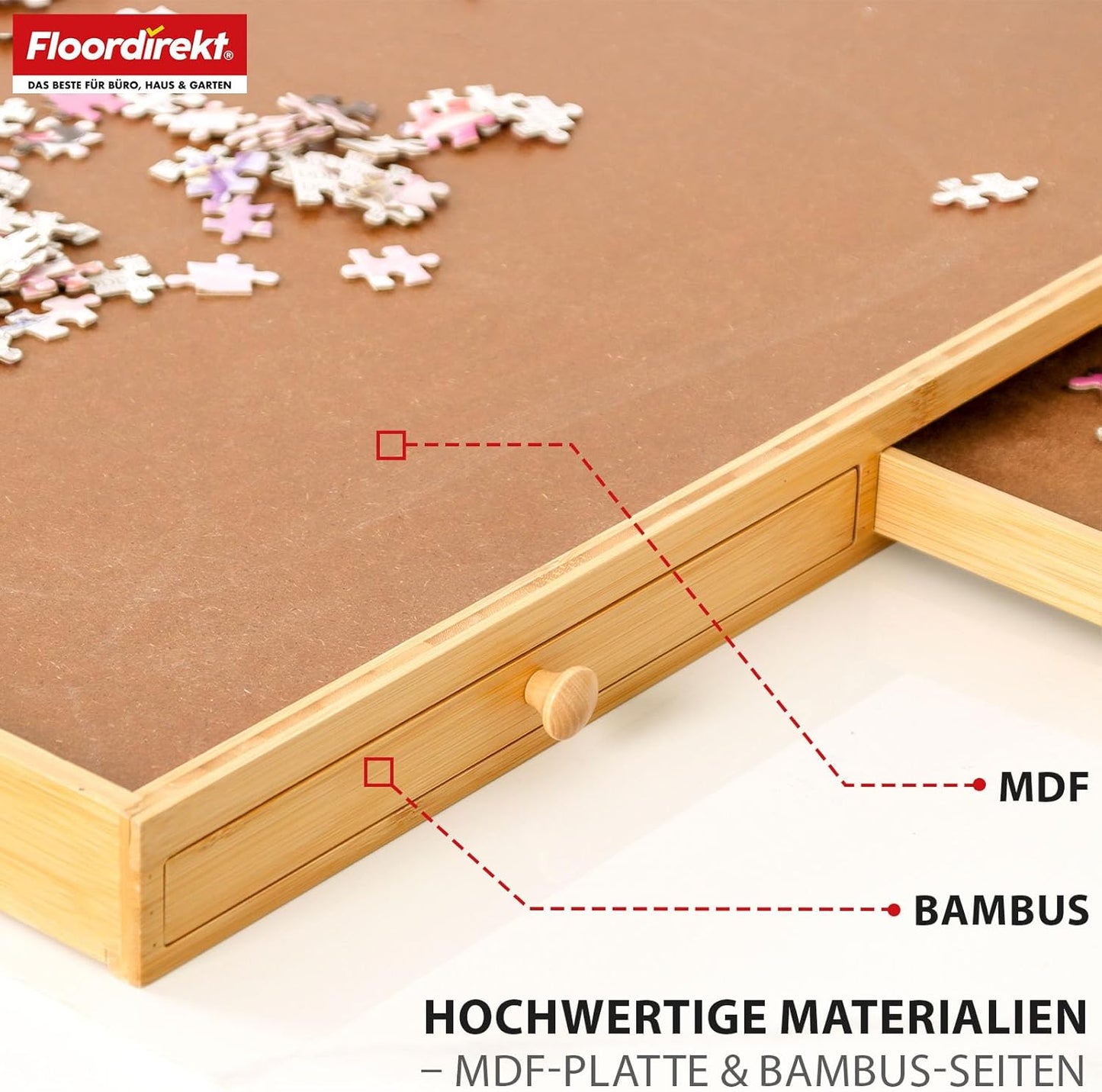 Yukon Puzzletisch mit Schubladen, 1000 Teile, 76 x 57 cm