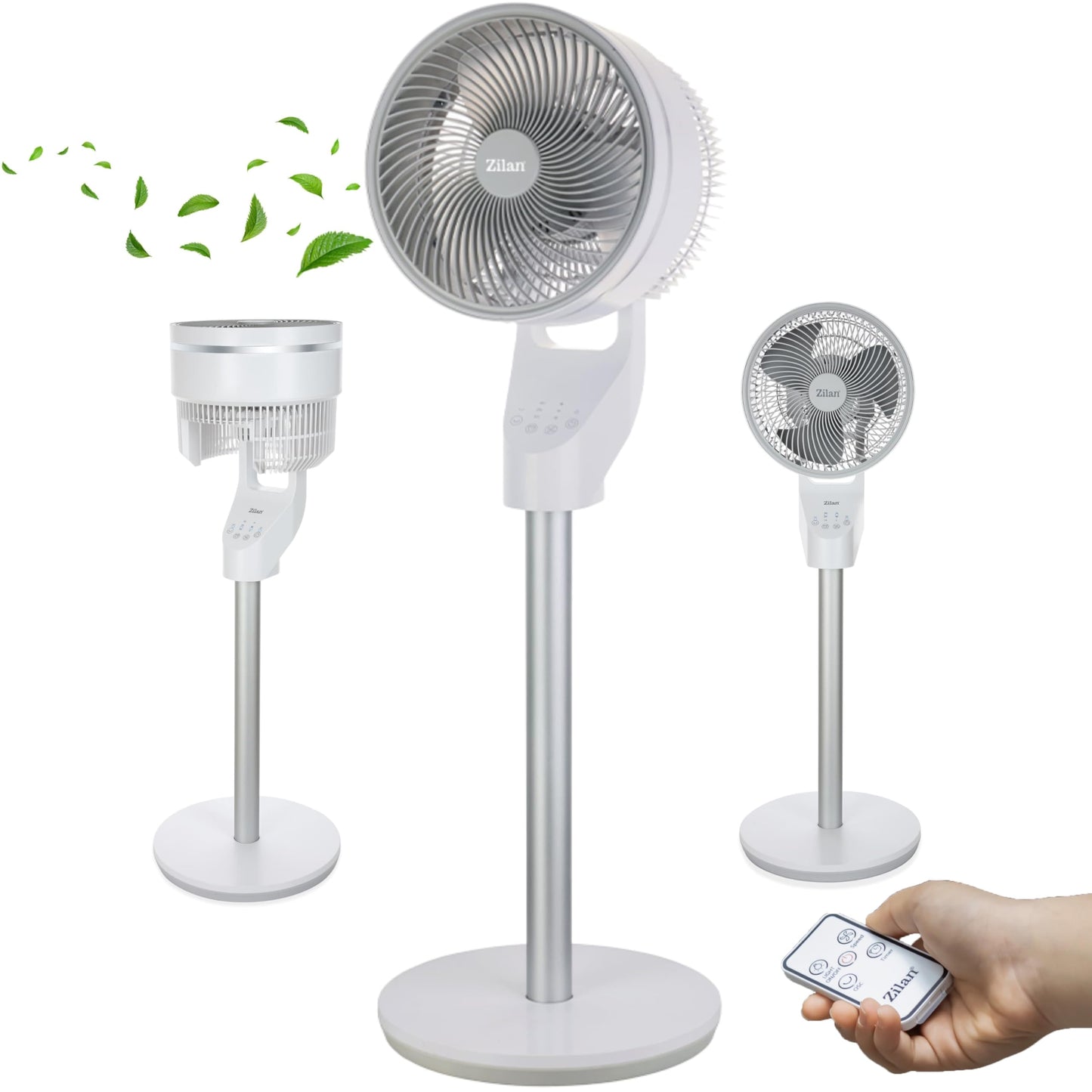 Leiser Standventilator mit Fernbedienung und Timer, Weiss mit Fb