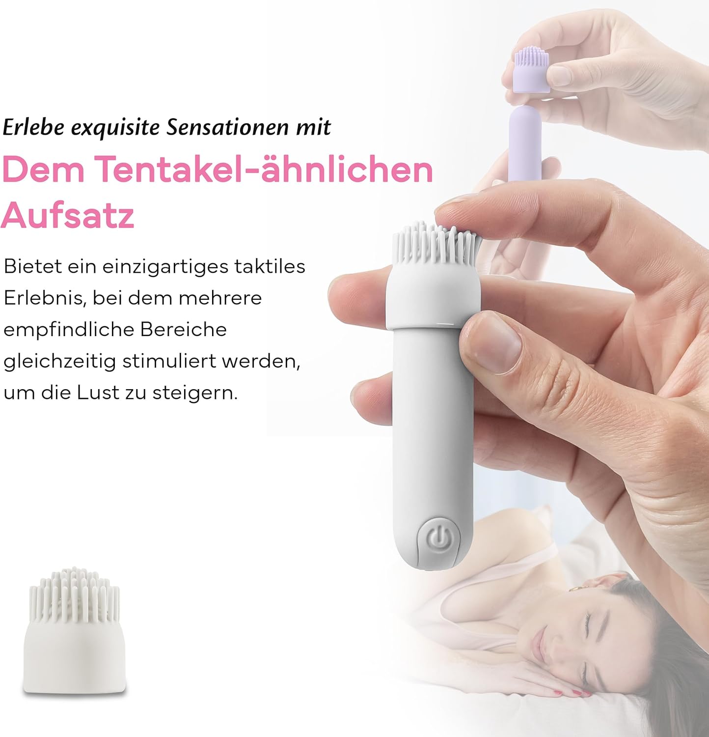 Mini-Vibratorenset mit 10 Modi & 3 Aufsätzen, Whisper White