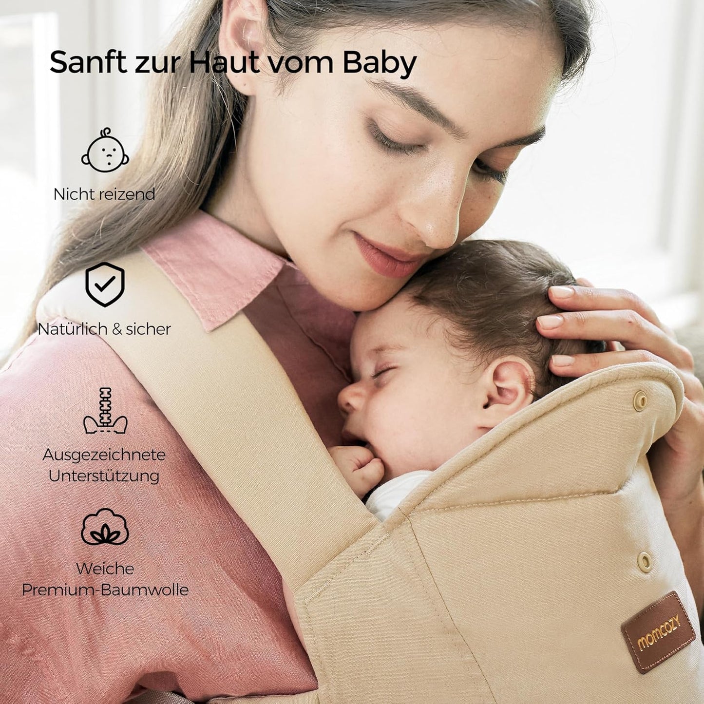 Ergonomische Babytrage mit Nackenstütze, Khaki