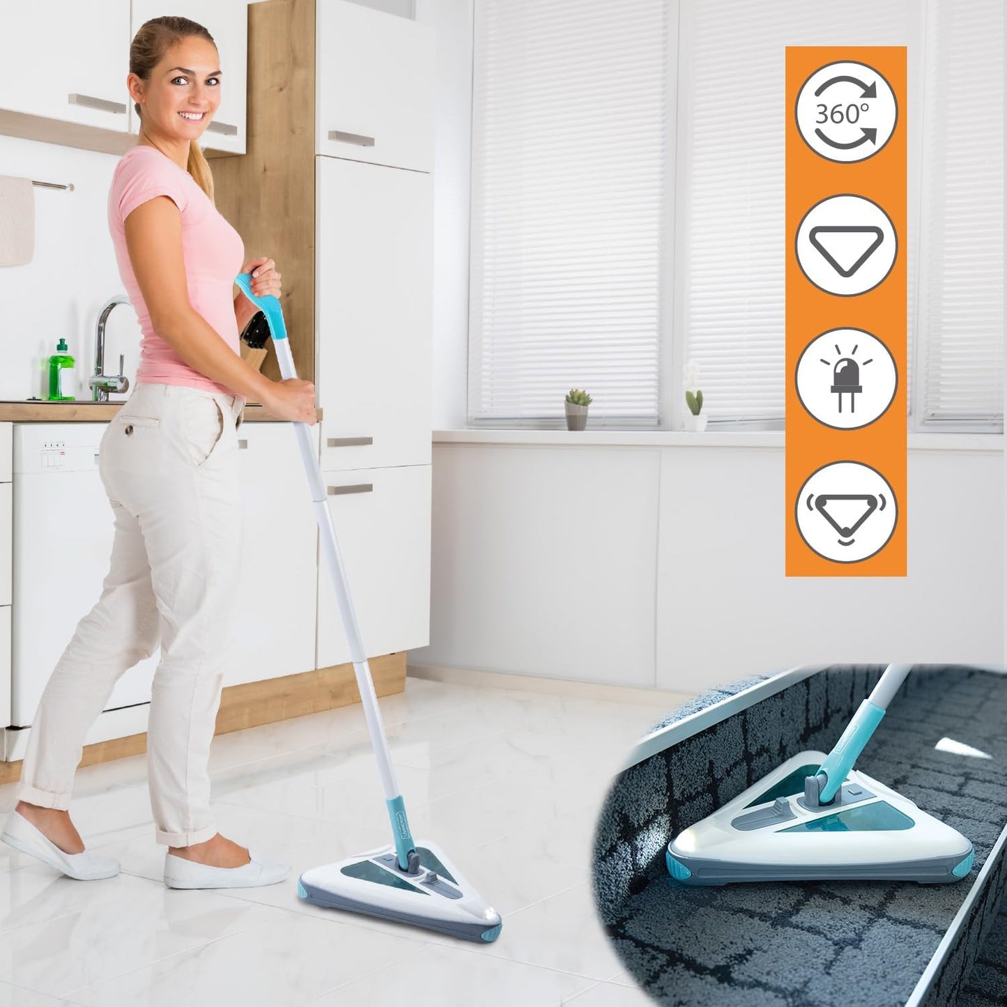 Deeper Sweeper Kabelloser Akku-Bodenreiniger mit LED-Licht