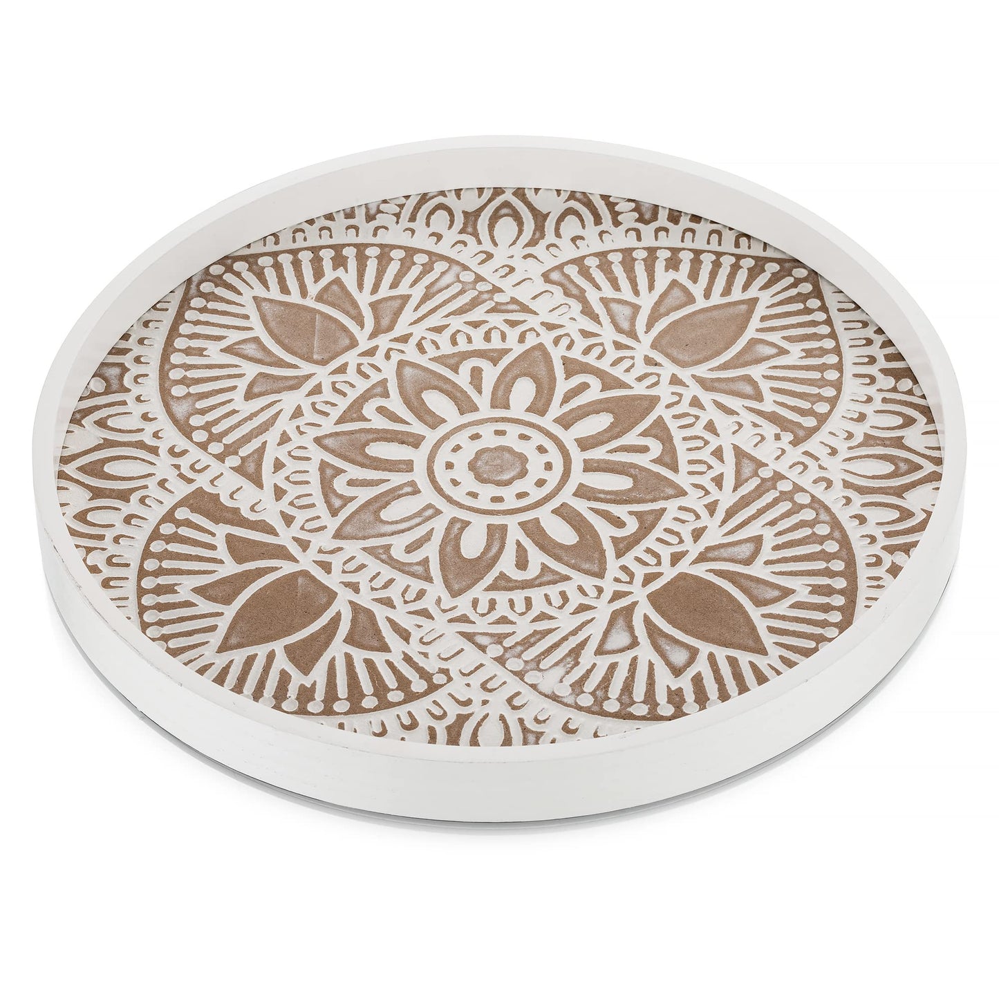 Rundes Vintage-Dekotablett, 30 cm Weiss