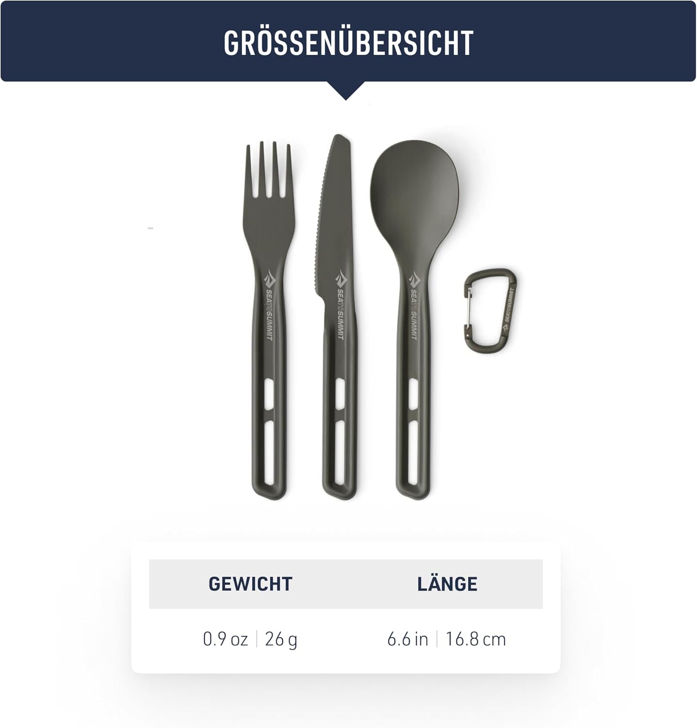 Ultraleichtes Camping-Besteckset (3-teilig), Fork, Spoon & Knife