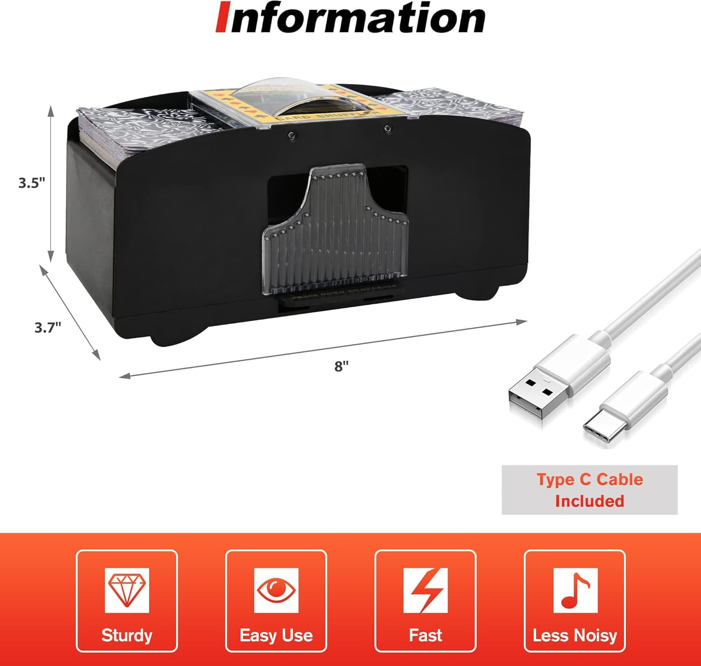 Automatischer Kartenmischer für Poker & Blackjack, 1-2 Deck Usb-c/Batteriebetrieben