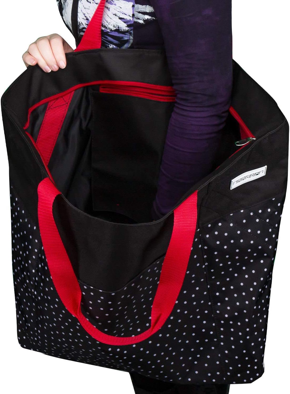Strandtasche, Schwarz Weiss Gepunktet