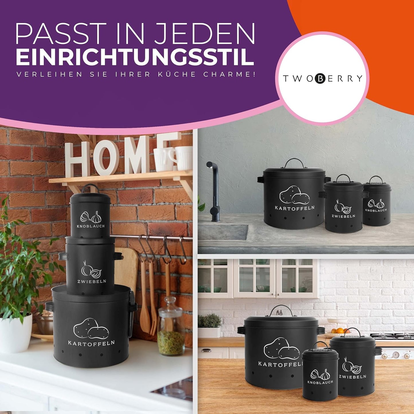 Aufbewahrungs Set, Schwarz