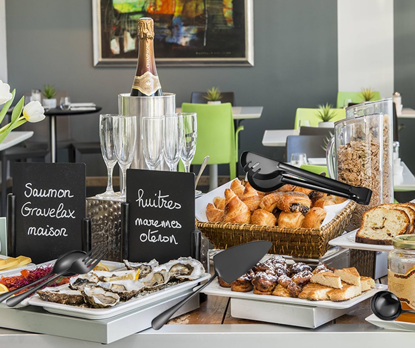 8-teiliges Servierbesteck-Set für Buffet, 8 Schwarz